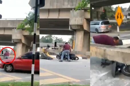 Nak Lari PKPD Punya Pasal, Lelaki Gigih Seret Motor Lalu Jalan Tikus